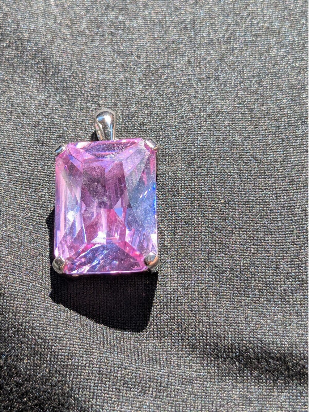 Vintage Style Pink Rectangular Crystal Pendant